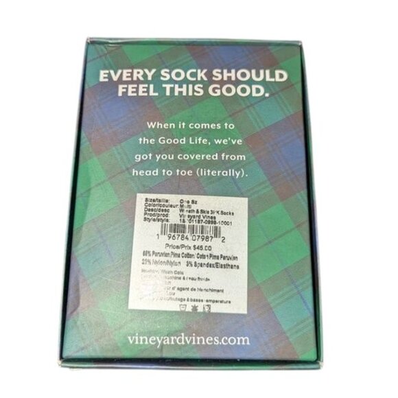 NEW Vineyard Vines 3 Pack Wreath & Skis Sock Gift Box Set Christmas Mens Pima - Picture 3 of 4